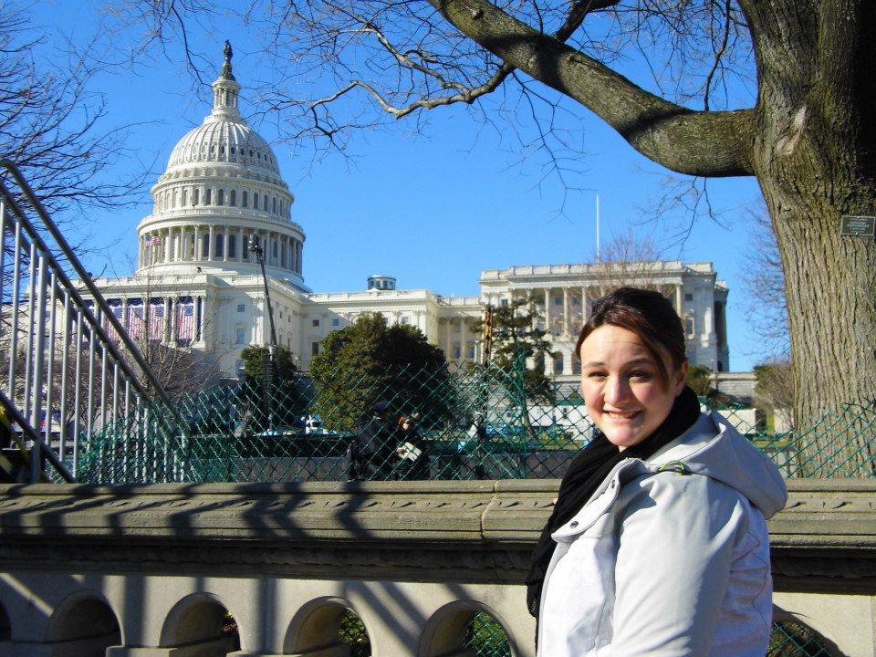 CMU student in front of Capitol Building in Washington, DC
